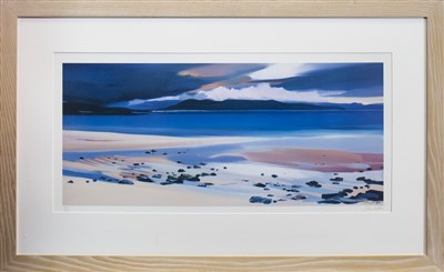 Lot 534 - BEACH AT HARRIS, A LITHOGRAPHIC PRINT BY PAM CARTER