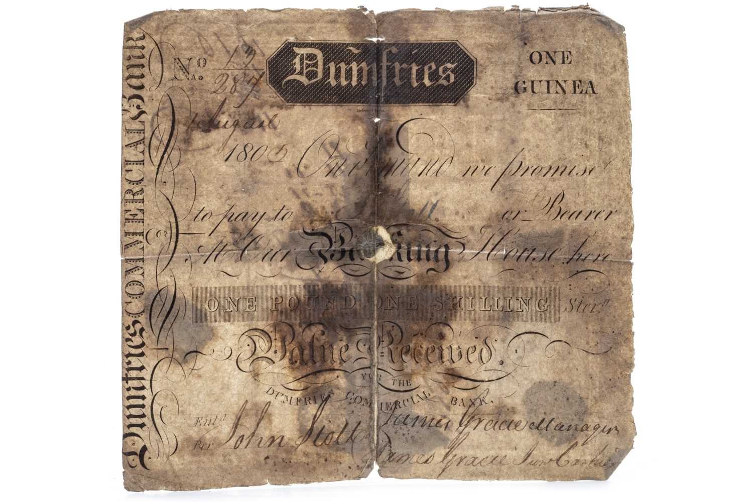 Lot 245 - A DUMFRIES COMMERCIAL BANK ONE GUINEA NOTE