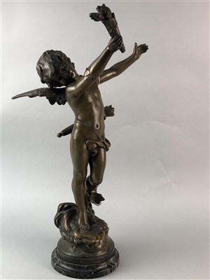 Lot 176 - A FRENCH SPELTER FIGURE OF A CHERUB
