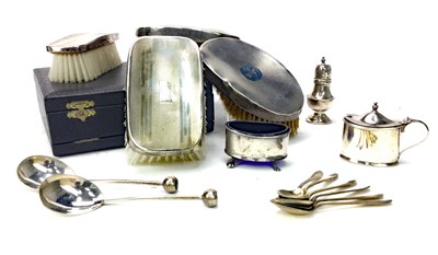 Lot 842 - SILVER BRUSH SET, BRUSHES AND CONDIMENTS