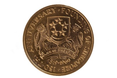 Lot 628 - A GOLD SINGAPORE DOLLAR COIN, 1819-1969
