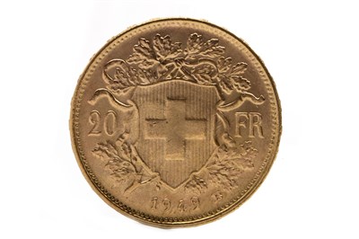 Lot 603 - Amendment - this is Swiss A GOLD FRENCH 20 FRANC COIN, 1949