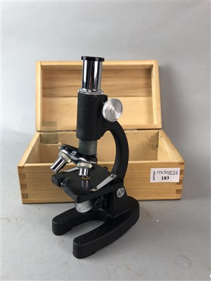 Lot 183 - A CASED MICROSCOPE AND A COLLECTION OF VINTAGE BOOKS