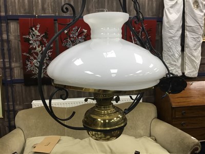 Lot 184 - A PAIR OF OIL LAMP STYLE CEILING LIGHTS
