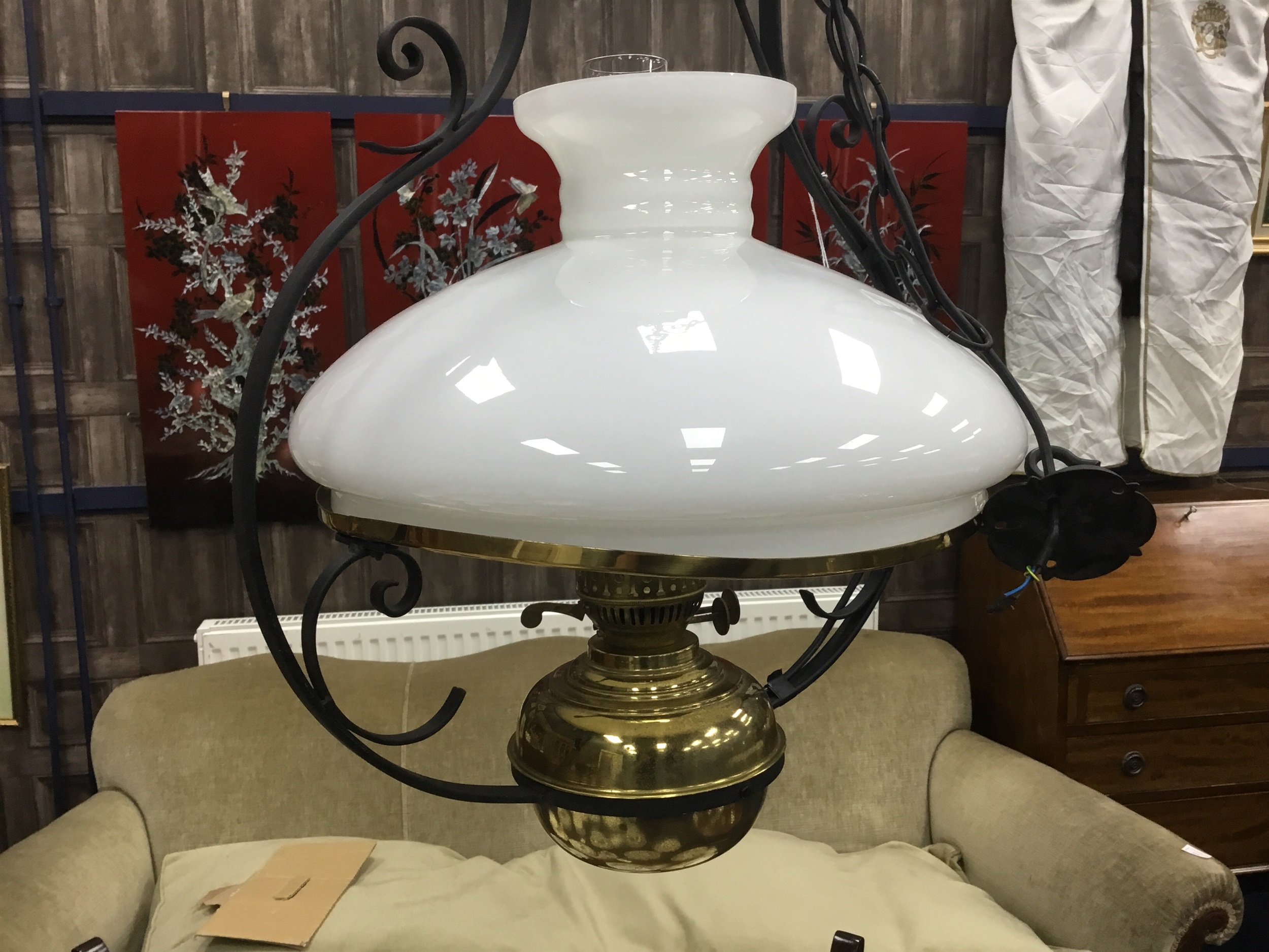 Lot 184 A PAIR OF OIL LAMP STYLE CEILING LIGHTS