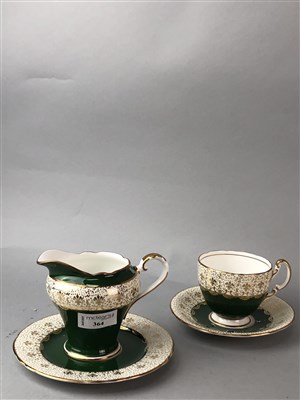 Lot 364 - AN AYNSLEY GREEN AND GILT TEA SERVICE