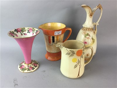 Lot 366 - A CROWN DEVON JUG AND AYNSLEY VASE AND TWO DECORATIVE JUGS