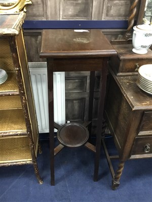 Lot 380 - TWO STAINED WOOD TWO TIER PLANT STANDS