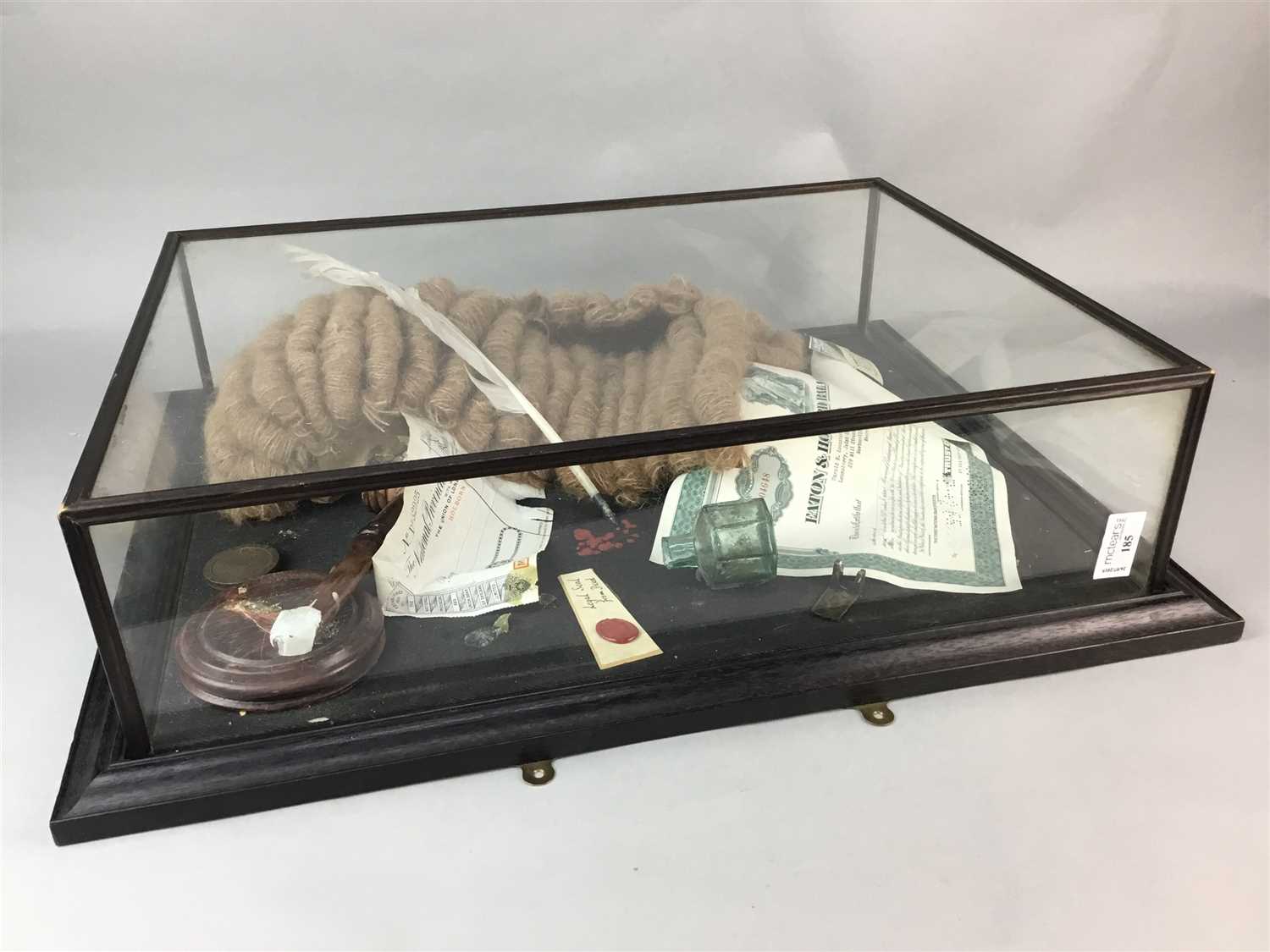 Lot 185 - A SOLICITOR'S THEMED DISPLAY CASE