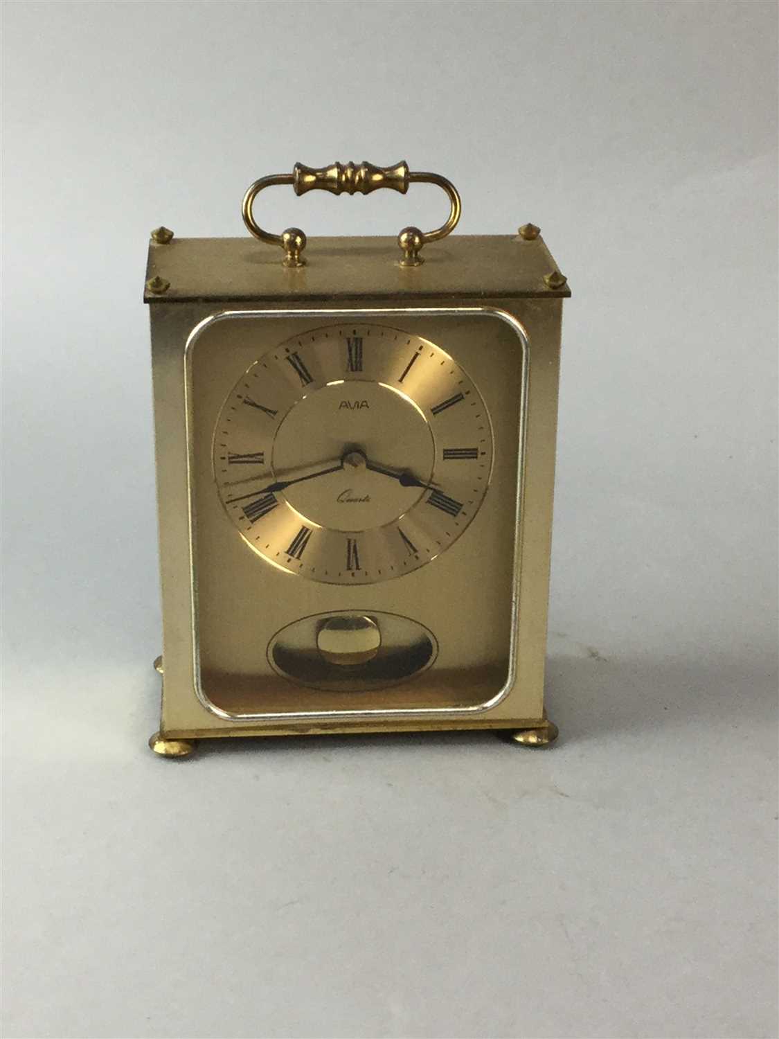 Lot 331 - A BRASS MANTEL CLOCK AND FIVE OTHER CLOCKS