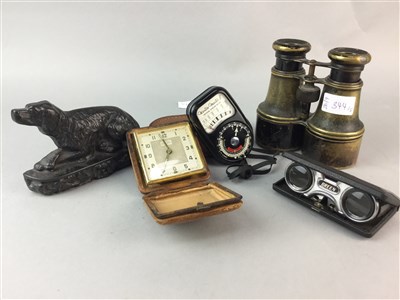 Lot 344 - A PAIR OF BINOCULARS, TRAVEL CLOCK AND OTHER COLLECTABLE ITEMS