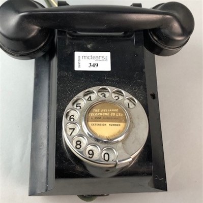 Lot 349 - A BAKELITE TELEPHONE AND TWO FIGURES OF LIONS