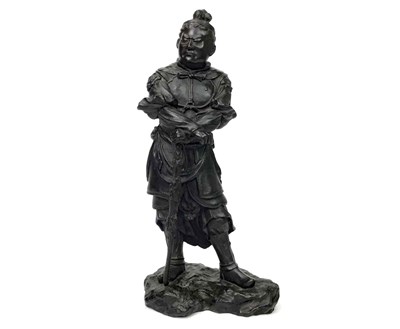 Lot 1032 - A CHINESE BRONZE FIGURE OF A WARRIOR