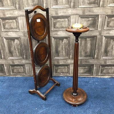 Lot 321 - A SMOKER'S STAND AND A FOLDING THREE TIER CAKE STAND