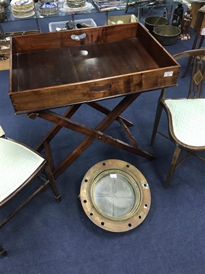 Lot 487 - A BUTLERS MAHOGANY TRAY ON STAND