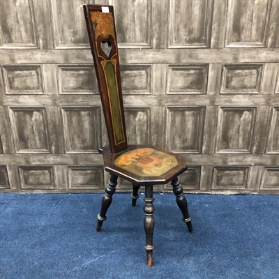 Lot 495 - A POKERWORK SPINNING CHAIR