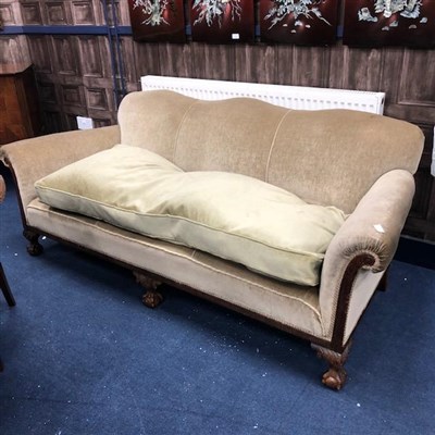 Lot 492 - A MAHOGANY THREE SEAT SOFA