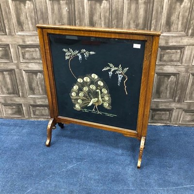 Lot 317 - A MAHOGANY FRAMED FIRE SCREEN