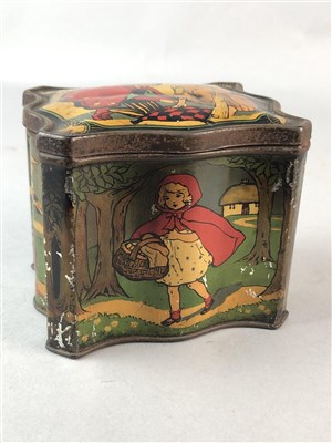 Lot 309 - A SMALL 'NURSERY RHYME' THEMED TIN