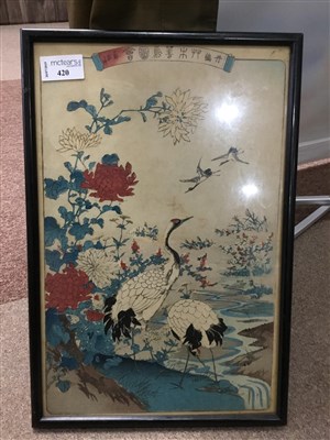 Lot 420 - A 19TH CENTURY JAPANESE WOODCUT PRINT