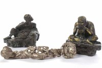 Lot 701 - TWO CHINESE BRONZE FIGURES AND A WHITE METAL...