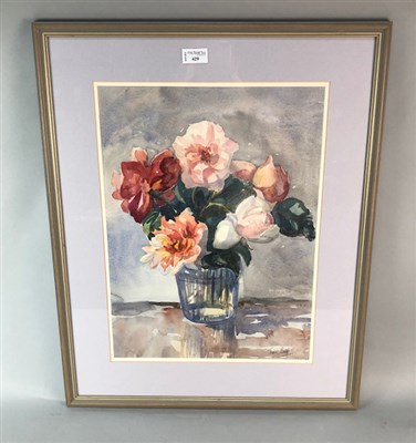 Lot 429 - FLORAL STILL LIFE, A WATERCOLOUR BY JEAN BELL