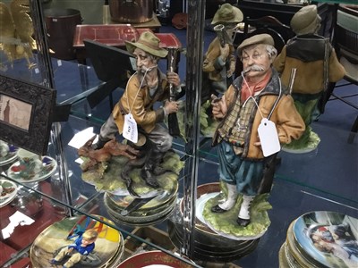 Lot 434 - A CAPODIMONTE FIGURE OF A POACHER AND ANOTHER FIGURE