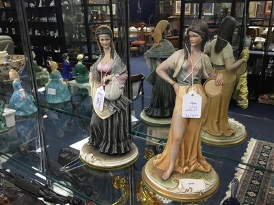 Lot 435 - TWO CAPODIMONTE FIGURES OF LADIES