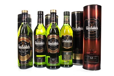 Lot 394 - THREE BOTTLES OF GLENFIDDICH 12 YEARS OLD AND ONE SPECIAL OLD RESERVE