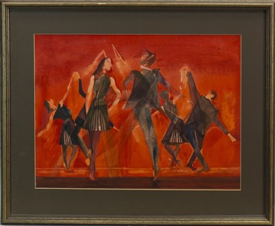 Lot 549 - DANCERS, A WATERCOLOUR BY PENNY WHEATLEY