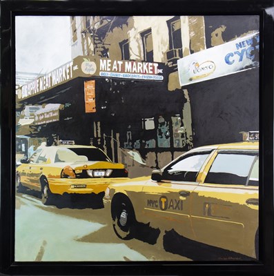 Lot 694 - YELLOW CAB, NEW YORK AN OIL BY BRIAN SHEPHERD