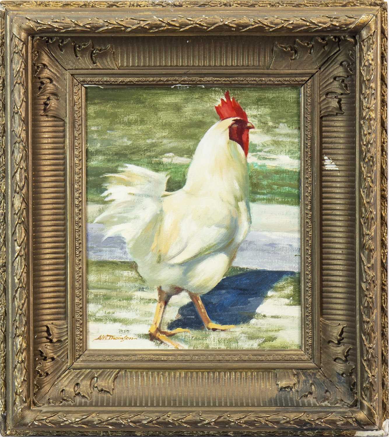 Lot 484 - THE PROUD COCKEREL, AN OIL BY ALASTAIR W THOMSON