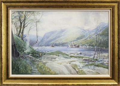 Lot 465 - HOLY LOCH, A WATERCOLOUR BY ROBERT CRAIG WALLACE
