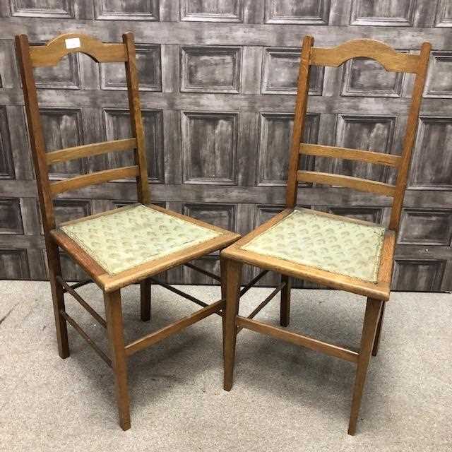 Lot 214 - A PAIR OF OAK BEDROOM CHAIRS