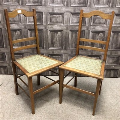 Lot 214 - A PAIR OF OAK BEDROOM CHAIRS