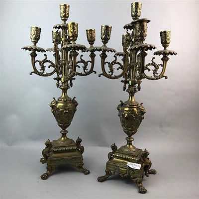 Lot 226 - A PAIR OF VICTORIAN CAST BRASS CANDELABRA