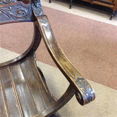 Lot 847 - A LATE VICTORIAN CARVED OAK DOUBLE CHAIR BACK HALL SEAT