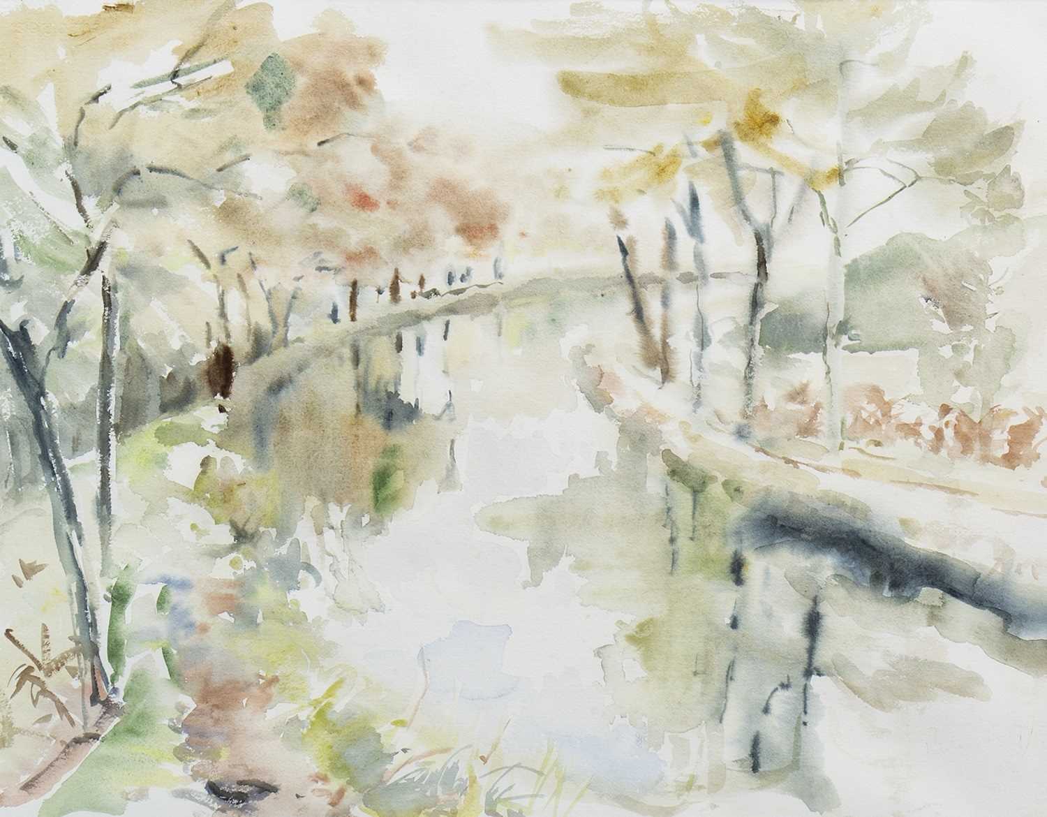 Lot 661 - THE CANAL, A WATERCOLOUR BY B TESSIER-MCMURTRIE