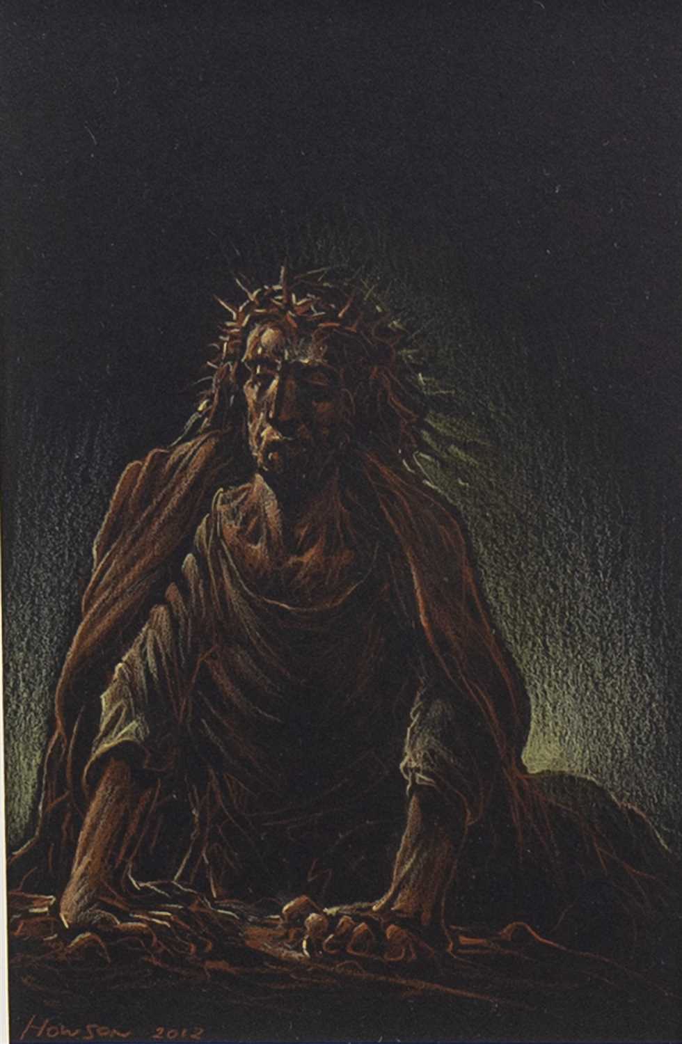 Lot 647 - CROWN OF THORNS, A PASTEL BY PETER HOWSON