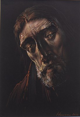 Lot 667 - THE DISCIPLE, A PASTEL BY PETER HOWSON