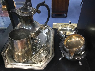 Lot 26 - A VICTORIAN PLATED TEA SERVICE AND OTHER PLATED WARES