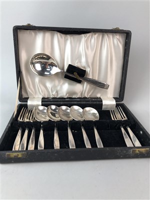 Lot 23 - A PAIR OF SILVER BACKED BRUSHES AND VARIOUS PLATED CUTLERY