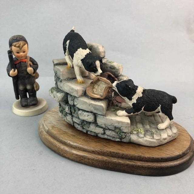 Lot 24 - A BORDER FINE ARTS DOG GROUP, A HUMMEL FIGURE AND VARIOUS WHISKY WATER JUGS