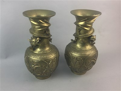 Lot 98 - A PAIR OF CHINESE BRONZE VASES AND A CHINESE JAR