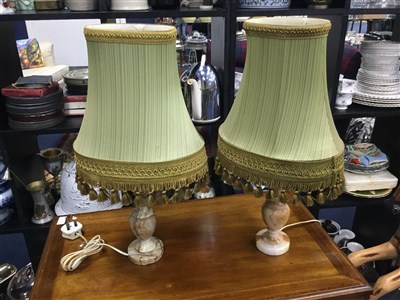 Lot 93 - A LOT OF THREE PAIRS OF TABLE LAMPS WITH SHADES