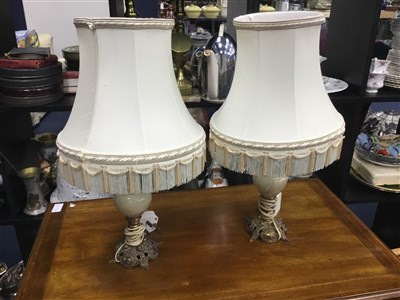 Lot 93 - A LOT OF THREE PAIRS OF TABLE LAMPS WITH SHADES