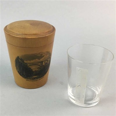 Lot 1 - A MAUCHLINE WARE GLASS AND CASE