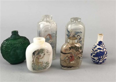 Lot 86 - A LOT OF TWO CHINESE INTERIOR PAINTED SNUFF BOTTLES AND OTHERS