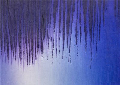 Lot 687 - PURPLE INTO BLUE I, AN ACRYLIC BY ERNESTO FLORIANO VAZ