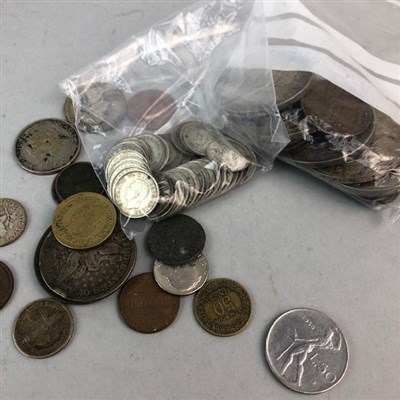 Lot 7 - A SILVER FOB WATCH AND A COLLECTION OF COINS